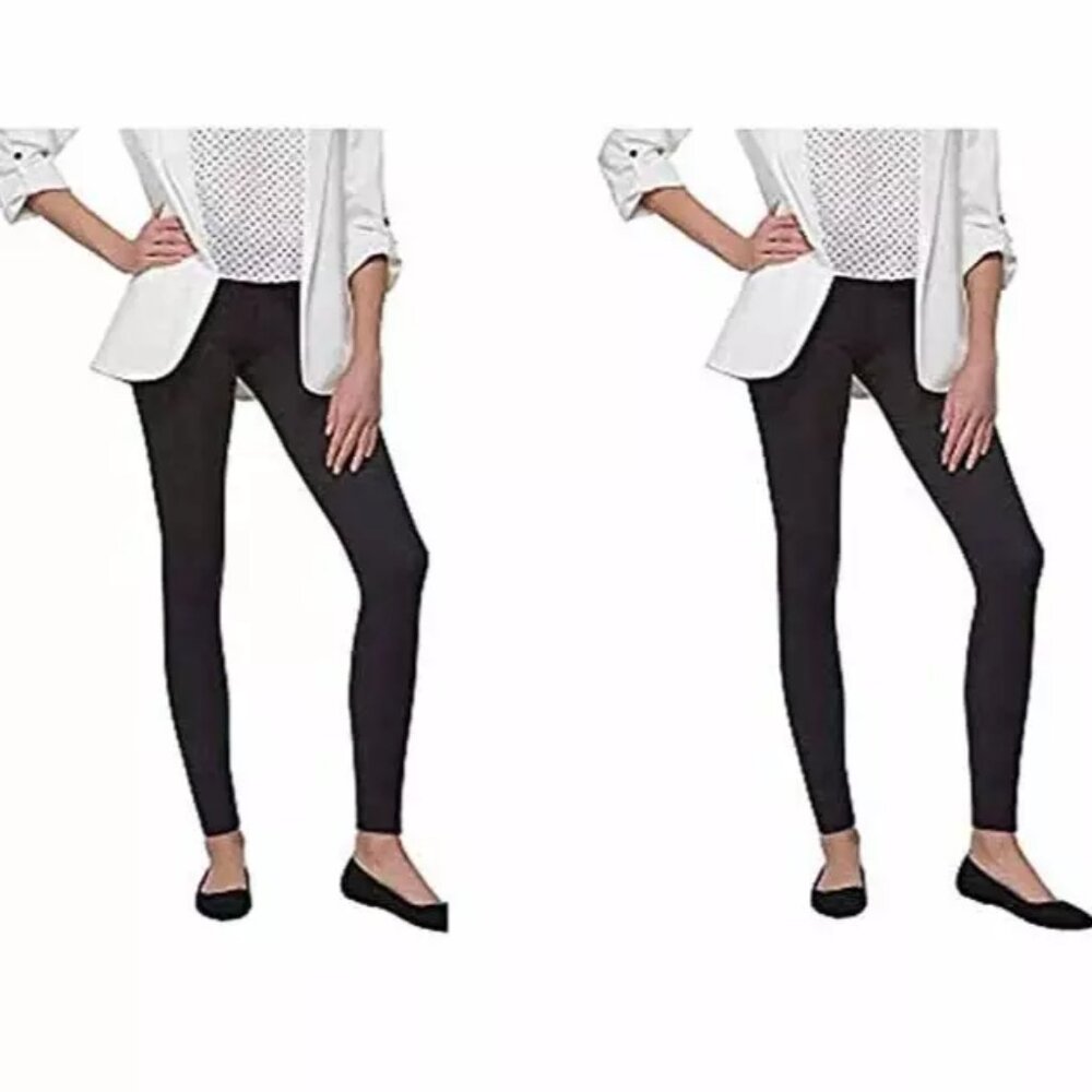 NEW Felina Ladies’ Wide Waistband Sueded Lightweight Legging 2-Pack Black Small